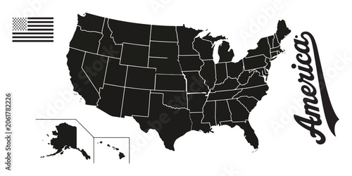 Map of America Vector Illustration