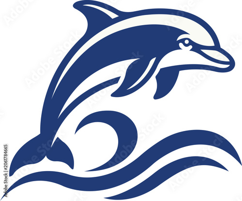 Dolphin Jumping Over Wave Illustration