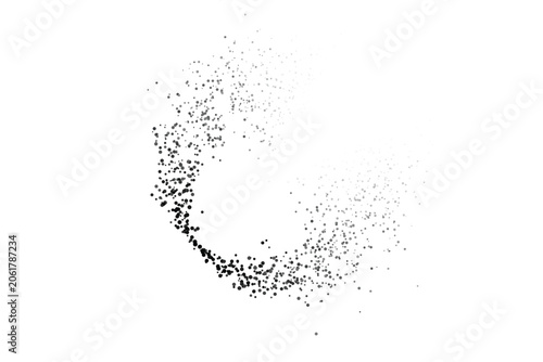 Bild auf Leinwand Black scattered dots forming an incomplete circular ring on white background, bl