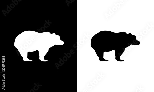 Photography bear black silhouette vector illustration, grizzly bear black silhouette vector