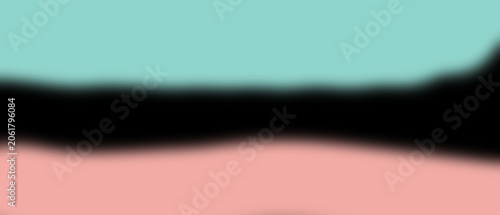 Abstract composition with smooth color transition from blue to peach divided by a blurry black wave.