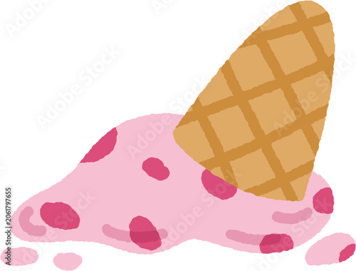 Bild auf Leinwand Melted ice cream cone on the floor
