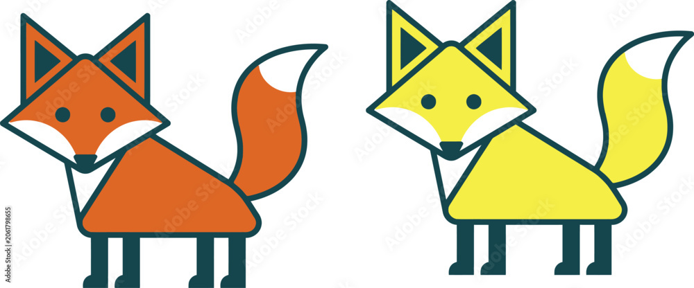 Fototapeta premium Cute Fox Characters Flat Vector Illustration Set
