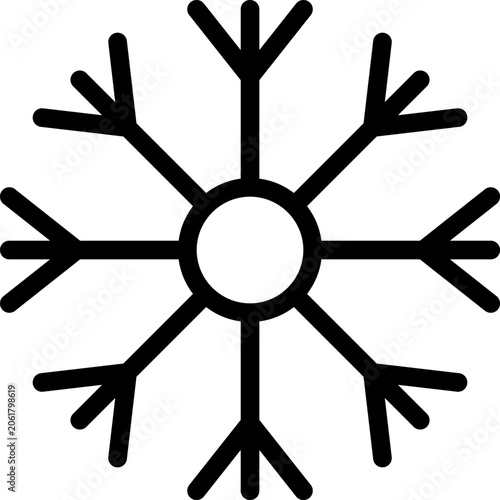 Snowflake outline icon for winter and holiday design
