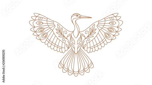 Detailed illustration of a heron bird.