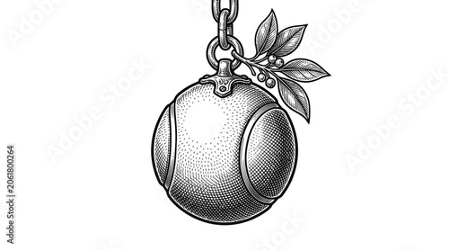 Detailed illustration of a tennis ball.
