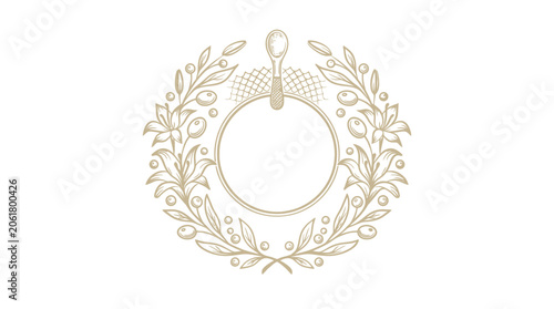 Golden wedding ring with laurel wreath.