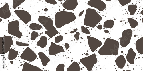 Foto Abstract seamless terrazzo pattern background with dark brown stone fragments and modern mosaic texture vector illustration