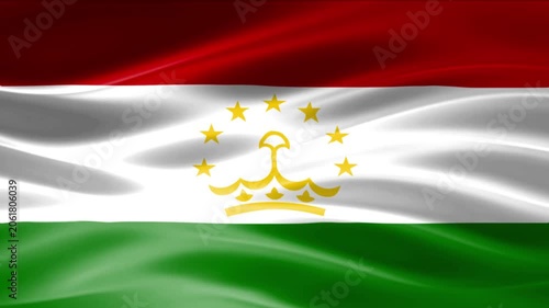 Golden emblem with stars waving on national flag background in windy motion