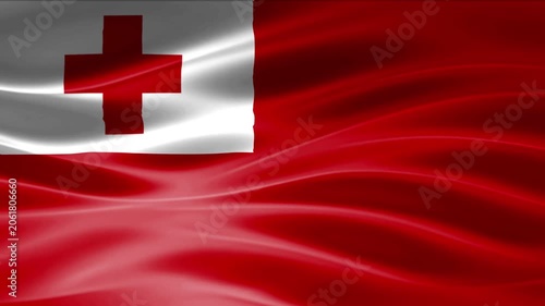 Red Cross Symbol on Waving Flag with Dramatic Sky Background