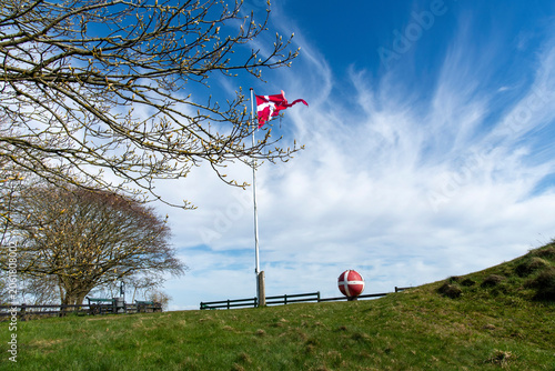 Bild auf Leinwand Dike in Sonderho on island of Fano, Denmark to prevent flooding from tidal water