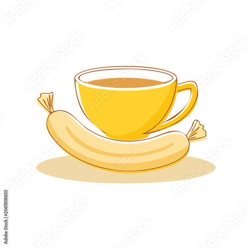 Minimalist yellow ceramic mug with handle