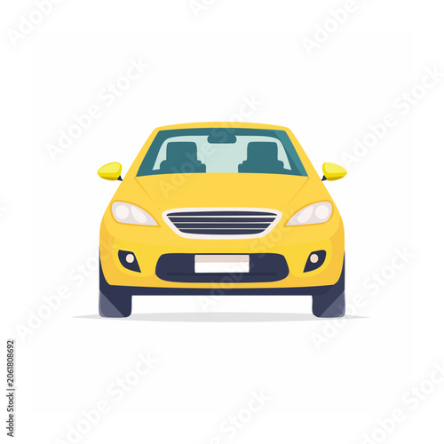 Yellow cartoon car front view