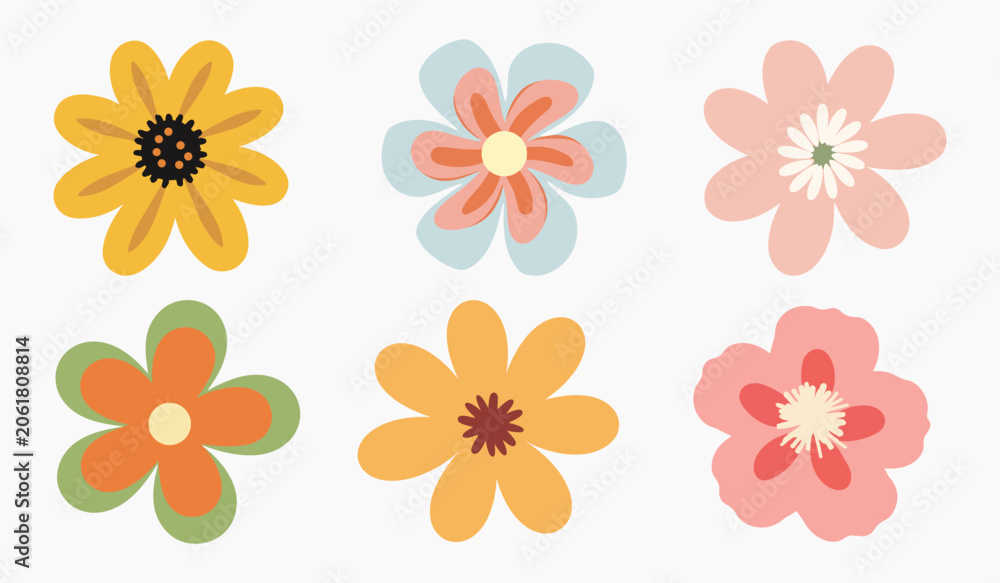 Fototapeta premium Colorful floral vector illustrations vector set