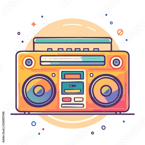 Colorful retro boombox illustration