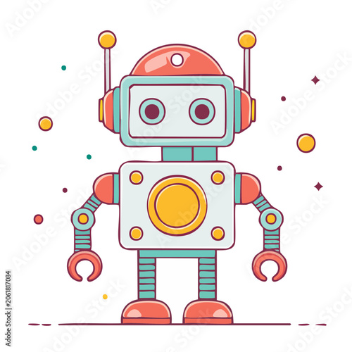 Cute cartoon robot in flat design style