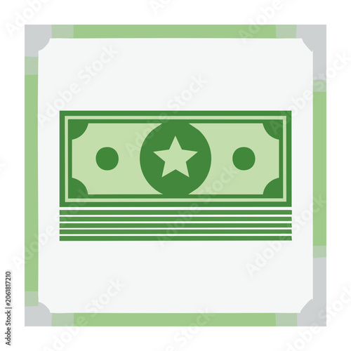 Flat design money stack icon with dollar bill and star