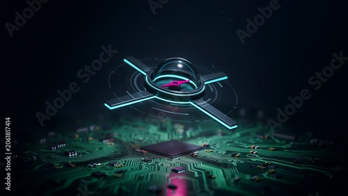 3 D render of a futuristic digital brain with glowing neural pathways
