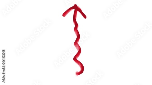 A brush stroke of an arrow pointing up