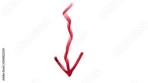 A brush stroke of an arrow pointing down