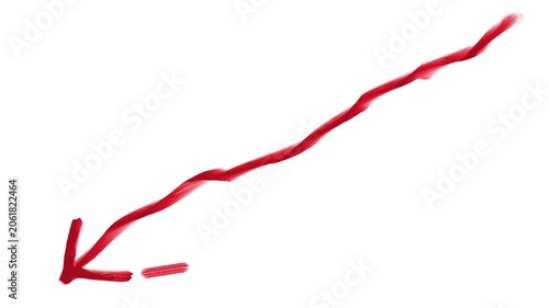 A brush stroke of an arrow pointing left lower corner