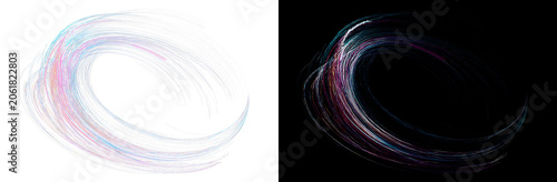 Canvas-taulu Neon thread vortex, abstract spinning light trails, circular fiber optic line te