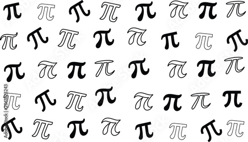 Tableau sur toile Pi symbol icon set, Mathematical pi symbol outline and solid black
