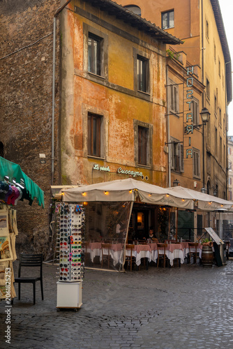 Photography Historic street in Rome, Italy with traditional architecture