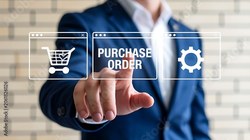 Purchase order management concept with procurement business interface