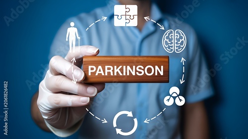 Parkinson disease awareness concept with medical healthcare interface