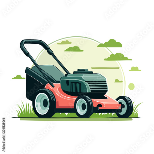 Red delivery truck with trailer vector