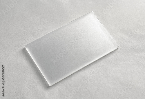 Blank Frosted Acrylic Sheet on Neutral Textured Background Minimalist Composition