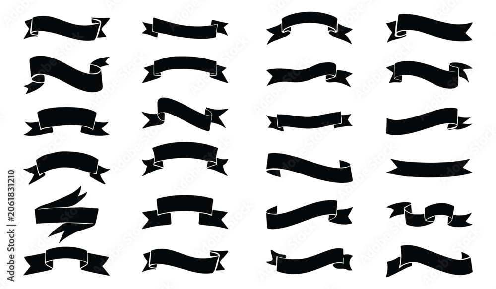 Obraz premium Vintage black ribbon banner collection vector elements