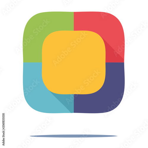 Colorful nested square icon with transparent background