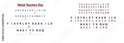 Quadro su tela Educational Hidden Message Puzzle teacher appreciation cryptogram worksheet with