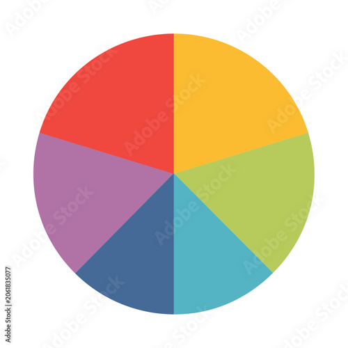 Flat design color wheel with six segments