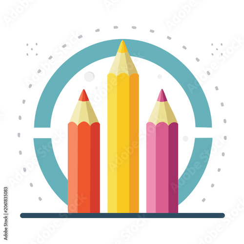 Flat Design Colored Pencils Icon