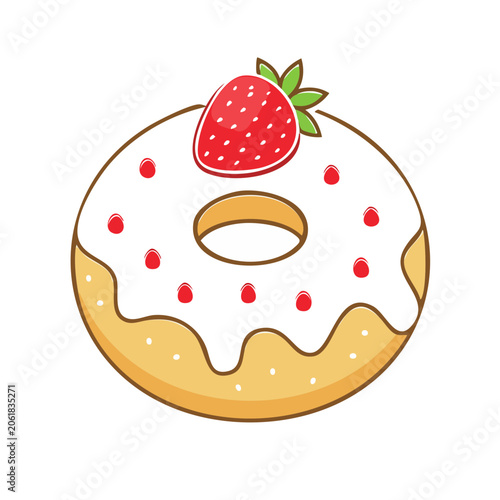 Strawberry Donut with White Icing and Sprinkles
