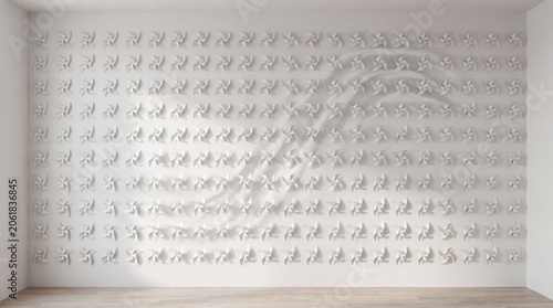 Abstract 3D Architectural Wall Pattern with Concentric White Geometric Relief Facets
