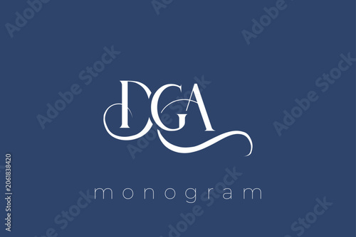 Bild auf Leinwand DGA Elegant Monogram Logo Design With Decorative Lettering