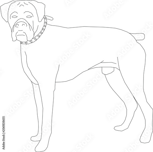 Billede på lærred Simple line art illustration of a large dog breed in side profile view