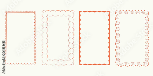 Decorative hand drawn frames orange and beige vector illustration