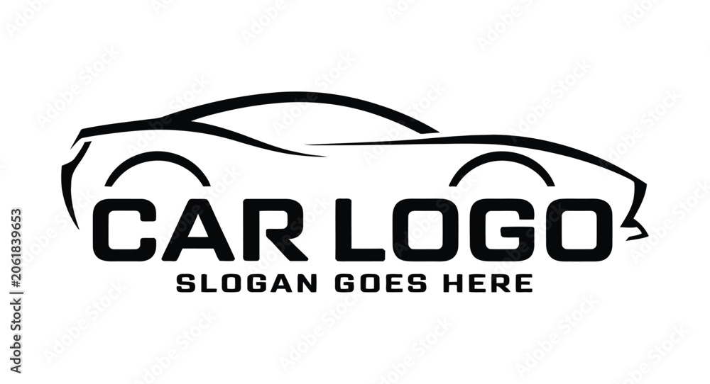 Obraz premium Automotive car logo template, modern vector emblem featuring vehicle silhouette, speed, performance, transportation, and automotive branding design for business identity concepts