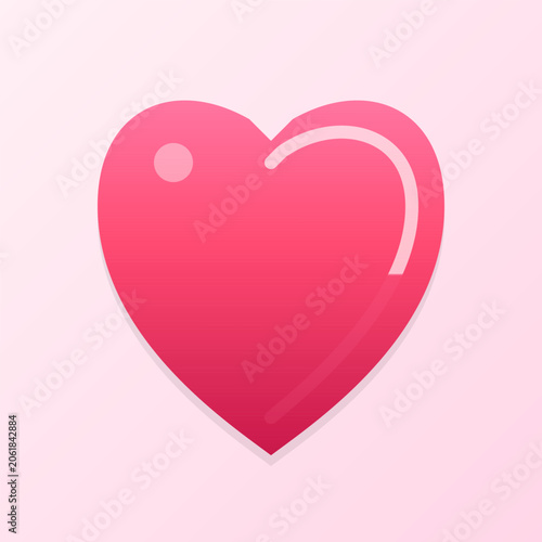 Puffy 3D Glossy Heart Icon Vector. Soft Squishy Pink Heart Shape for Social Media Like Button and Romantic App UI Design