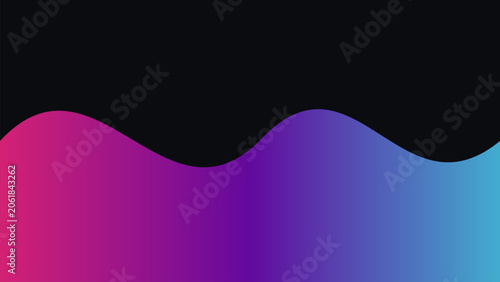 Trendy Fluid Neon Colorful Presentation Backdrop. Vibrant Magenta and Cyan Glow Flowing Ribbon Vector Background for High Impact Media