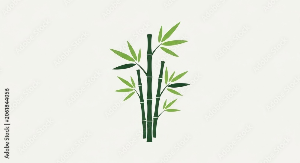 Obraz premium Minimalist green bamboo stalk vector illustration.