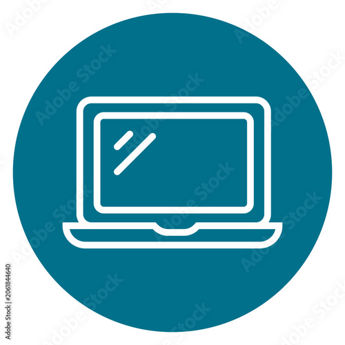 laptop computer icon on blue color background