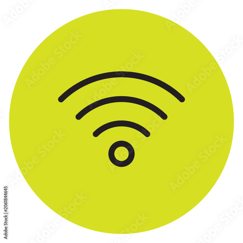 wi-fi, wireless network icon on lime color background