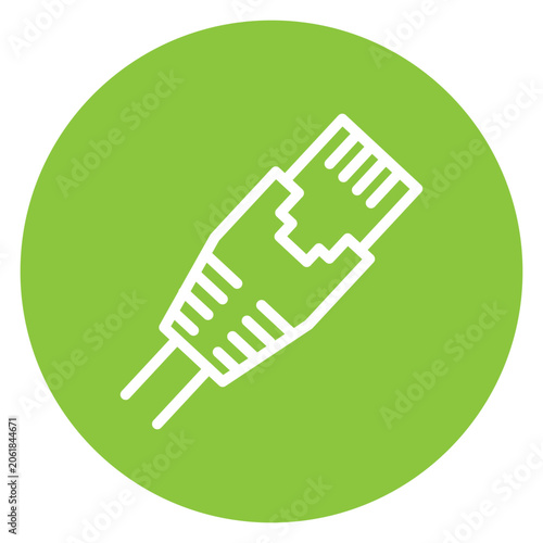 vector illustration of internet cable on green color background