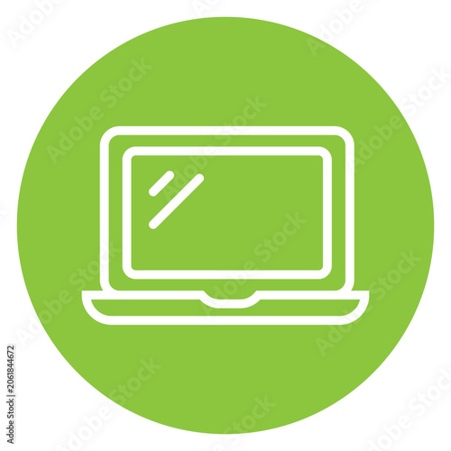 laptop computer icon on green color background